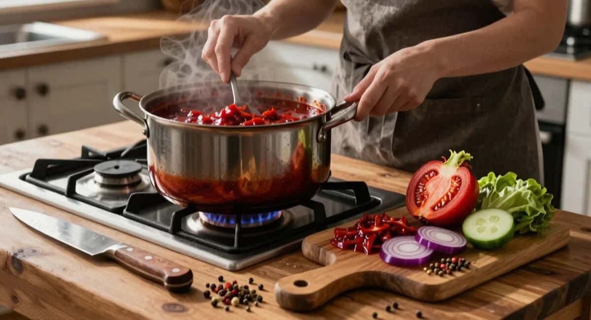 Раньше варила борщ полдня, теперь делаю так — наваристый за 40 минут: свекла не теряет цвет, мясо отделяется от кости само