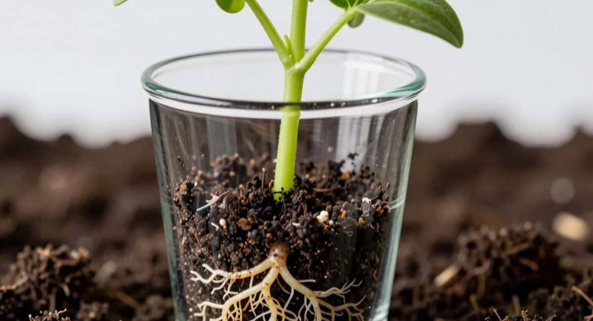 Как только рассада вытянулась — сразу заглубляю стебель в кольцо по краю стакана — через неделю корни идут от каждого завитка, куст мощнее в 2 раза