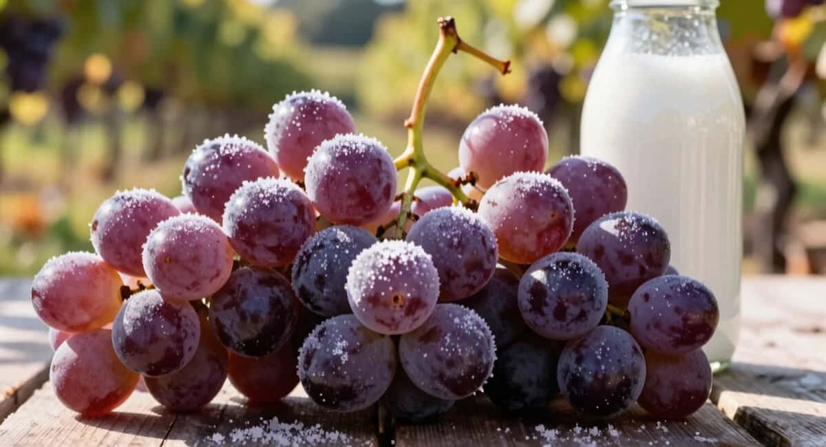 Опрыскиваем виноград кефиром с сахаром — грозди как на юге: ягода тугая, с инеем, внутри ни одной гнилушки