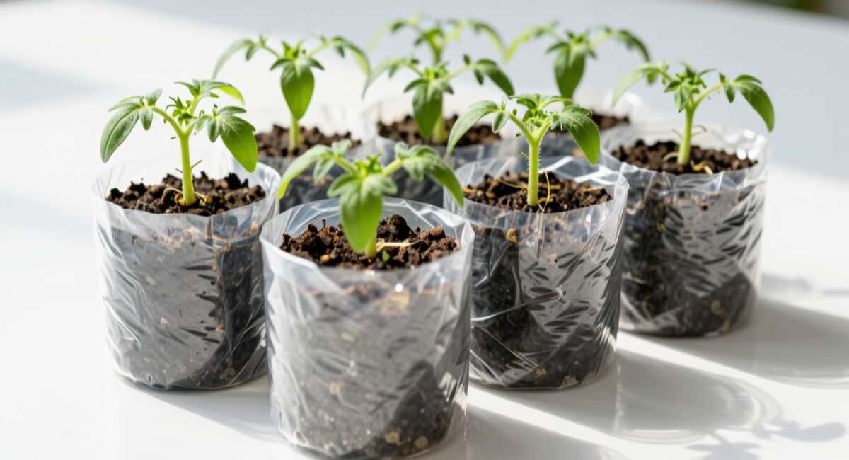 Как только рассада сомкнулась листьями — сразу: раздвигаю стаканы по схеме 10×10 — и сеянцы не конкурируют за свет