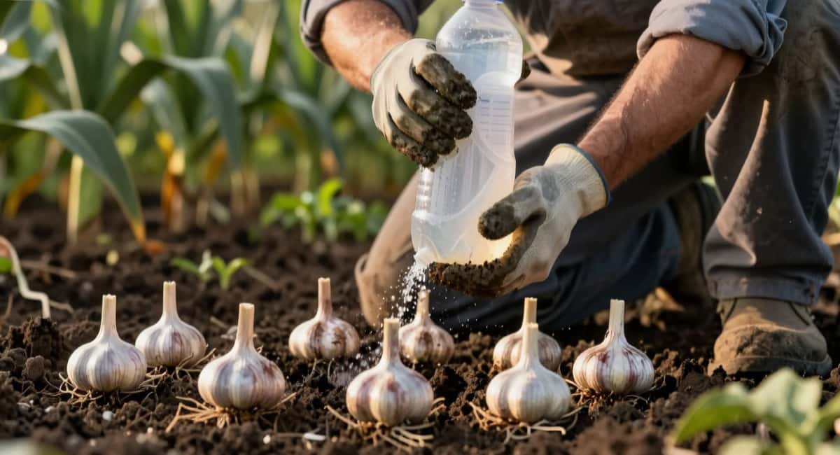 2 горсти под чеснок в апреле — и головки вырастают размером с ладонь: дольки плотные, острые
