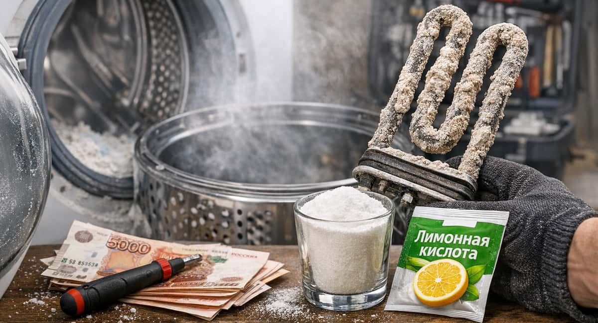 1 стакан в стиральную машину раз в месяц — и накипь на ТЭНе отпадает хлопьями, белье пахнет свежестью