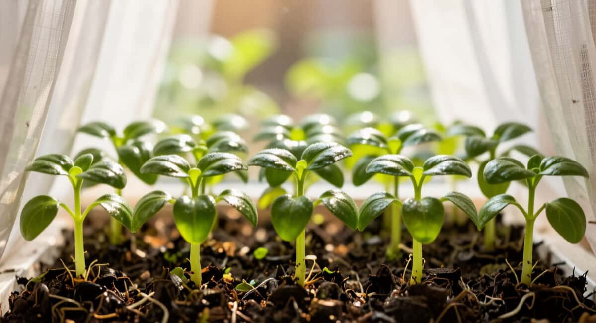 При появлении первых настоящих листьев — сразу: подрезаю главный корень — и мочковатая система мощнее в 3 раза