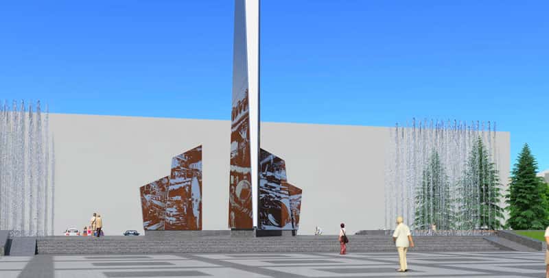 В сентябре в центре Каменска-Уральского должны появится новый сухой фонтан и стела Трудовой доблести 