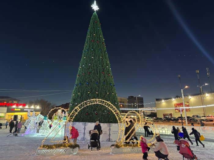 Жители Каменска-Уральского столпились в очереди на открытии ледовых городков. Фото