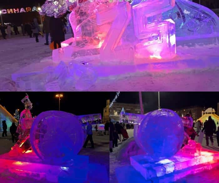 Спустя сутки после открытия ледового городка в Каменске-Уральском «полетели» скульптуры 