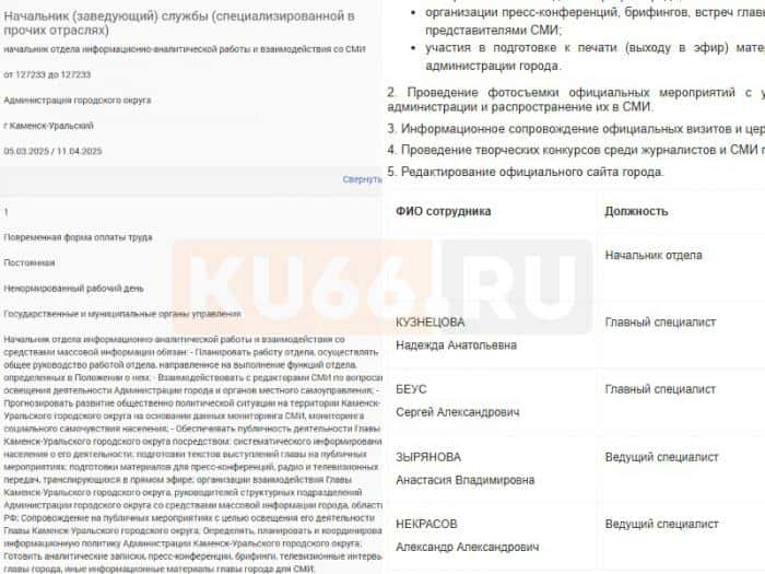 Администрация Каменска-Уральского ищет пресс-секретаря: требования к кандидату и условия работы