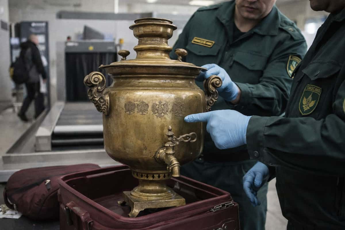 В Кольцово остановили вывоз самовара с клеймами Николая II и выставки 1899 года