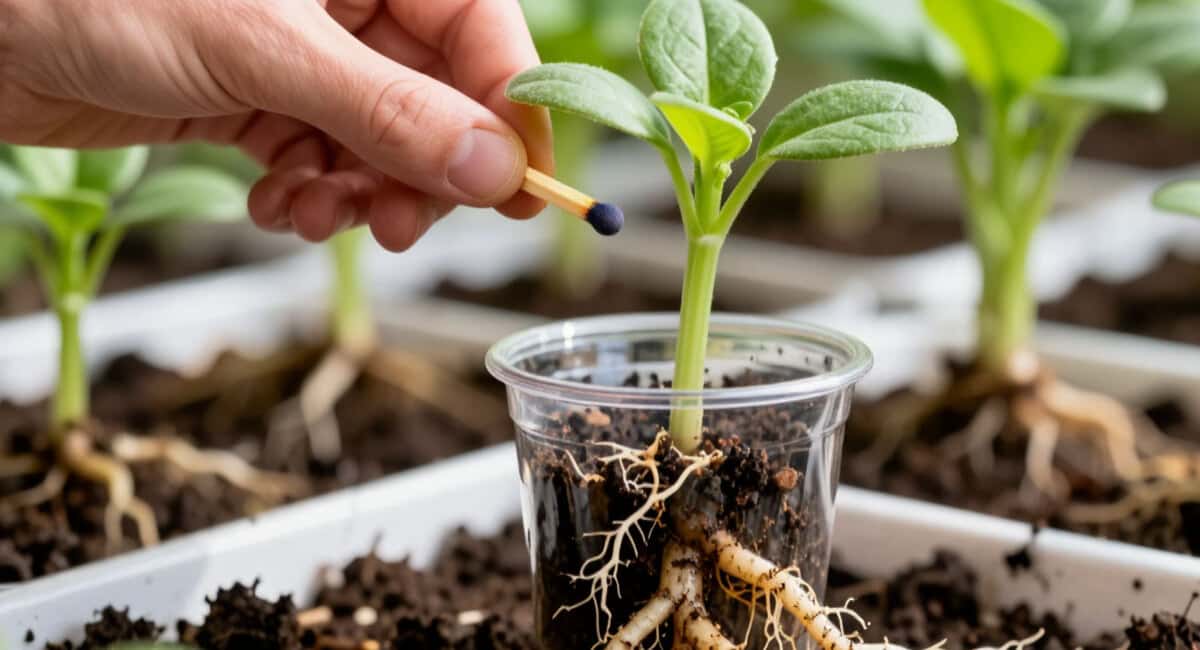Зачем умные дачники кладут в стаканчик с рассадой спичку — корни становятся мощными, а стебли — как карандаш