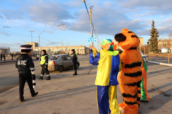 Сотрудники ГИБДД Каменска-Уральского раздали билеты в цирк автомобилистам, соблюдающим правила перевозки детей. ФОТО