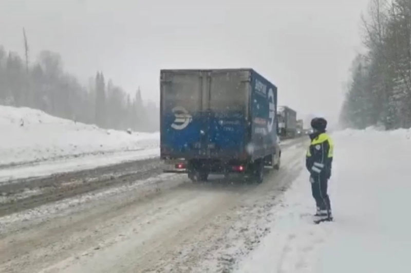 Из-за метели закрыли участок трассы М-5 на Южном Урале | На трассе М-5 ограничили движение автобусов и грузовиков
