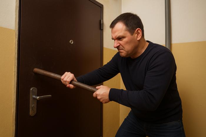 «Мы боимся за жизнь»: семья из Каменска-Уральского жалуется на агрессивного соседа с трубой | В Каменске-Уральском местный житель с трубой напал на дверь соседей