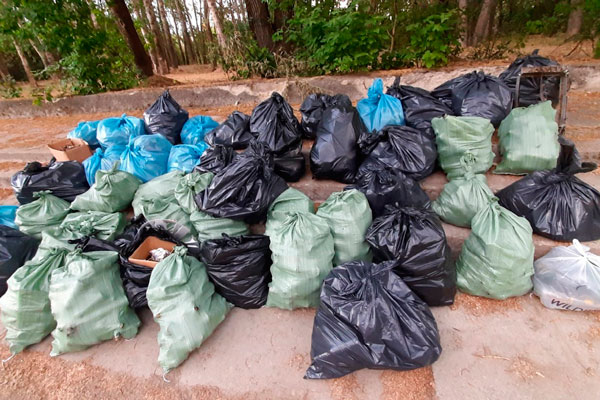 Активисты и глава района вышли на уборку аллеи от Горбатого моста в Каменске-Уральском - собрали 45 мешков стеклянного мусора!