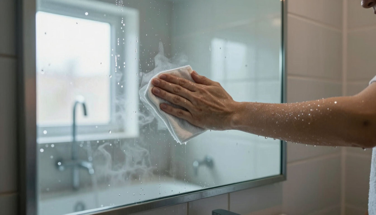 Протираю зеркало и оставляю — запотевать перестает, даже после горячего душа