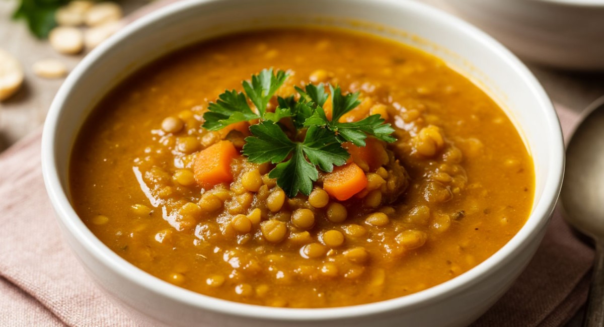 Постный суп-пюре из чечевицы: 30 минут — и готов обед, от которого не оторвать даже мужа-мясоеда