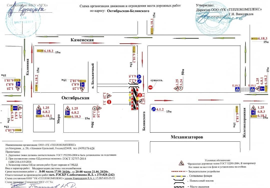 В среду утром в Каменске-Уральском из-за ремонта теплотрассы коммунальщики перекроют движение на перекрестке Октябрьской и Белинского