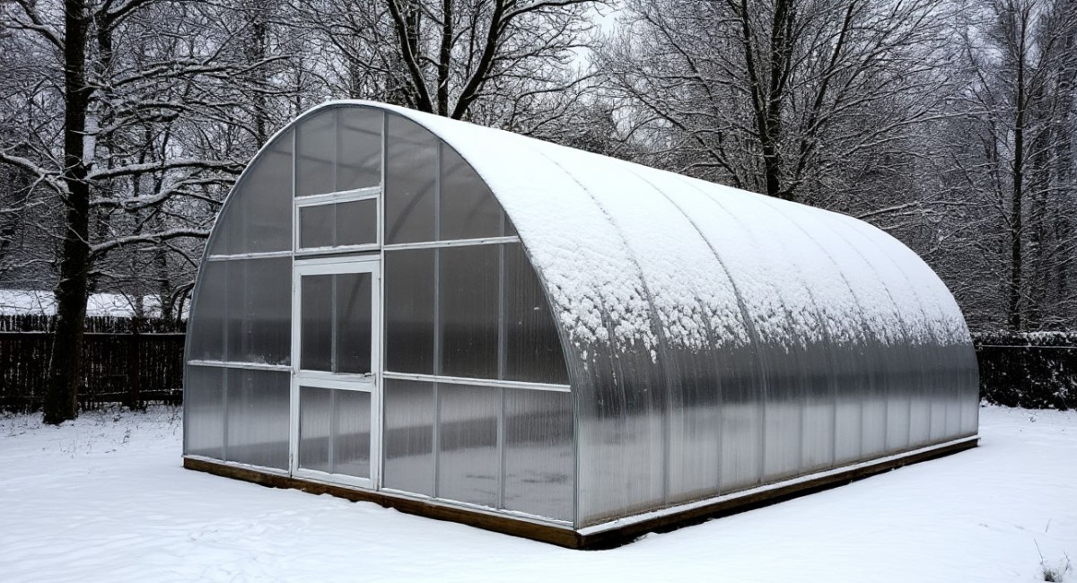 В снежную зиму - обязательно: беру грабли и шланг и убираю снег с теплицы безопасно – прослужит 10 лет без единой трещины