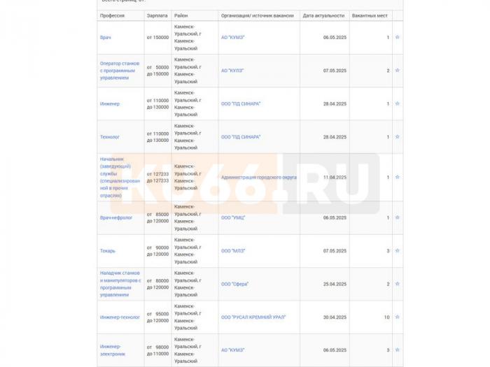 Кто в Каменске-Уральском зарабатывает больше 100 тысяч рублей?  | ТОП-10 самых высокооплачиваемых вакансий в Каменске-Уральском