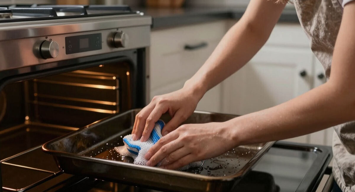 Отмываем замызганный противень с застарелым жиром: 4 ложки — сверкает как новый с 1 применения