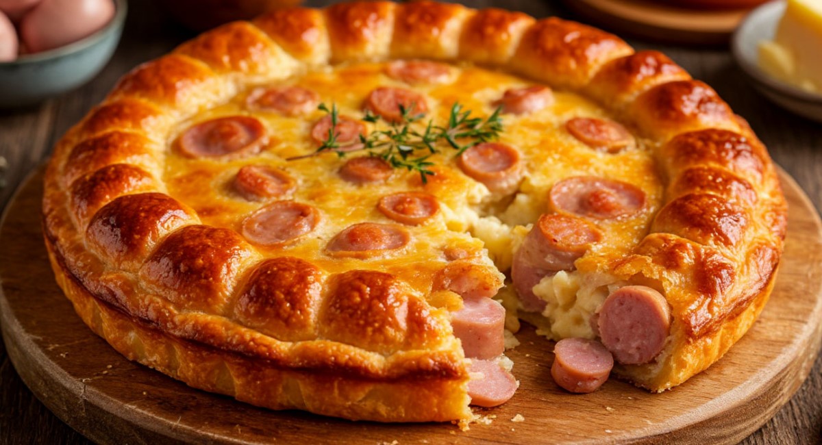 Заливаю сосиски кефирным тестом и запекаю: на выходе сытный пирог "Улет" — слишком вкусный, чтобы не съесть за раз