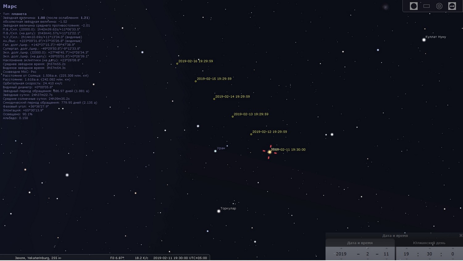 Без бинокля – никак! Две ночи кряду жители Каменска-Уральского смогут наблюдать на небосводе космическую пару Марс - Уран